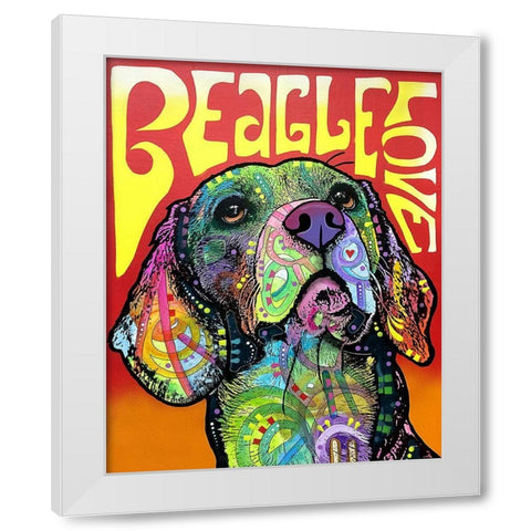 Beagle Love White Modern Wood Framed Art Print by Dean Russo Collection