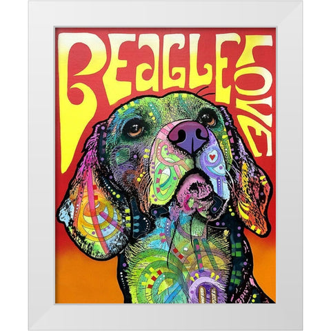 Beagle Love White Modern Wood Framed Art Print by Dean Russo Collection