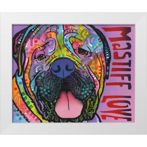 Mastiff Love White Modern Wood Framed Art Print by Dean Russo Collection