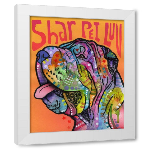 Shar Pei Love White Modern Wood Framed Art Print by Dean Russo Collection