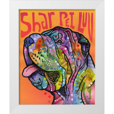 Shar Pei Love White Modern Wood Framed Art Print by Dean Russo Collection