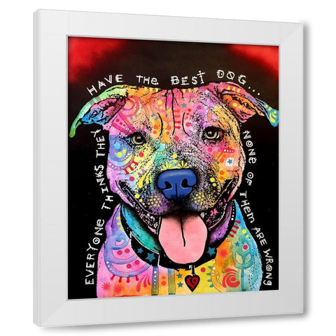 Best Dog White Modern Wood Framed Art Print by Dean Russo Collection