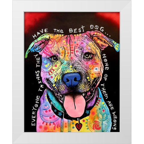 Best Dog White Modern Wood Framed Art Print by Dean Russo Collection