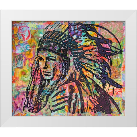 Tiva in Head dress White Modern Wood Framed Art Print by Dean Russo Collection