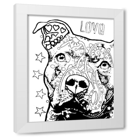 Thoughtful Pitbull CB 1 White Modern Wood Framed Art Print by Dean Russo Collection