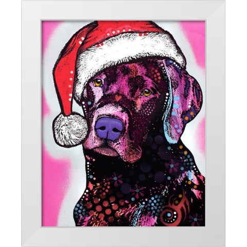Black Lab Christmas White Modern Wood Framed Art Print by Dean Russo Collection