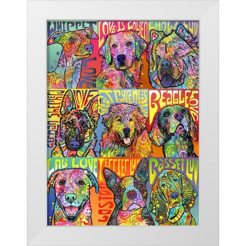 Nine Up of Dogs White Modern Wood Framed Art Print by Dean Russo Collection