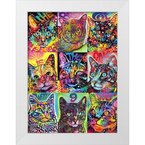 Nine Up of Cats White Modern Wood Framed Art Print by Dean Russo Collection