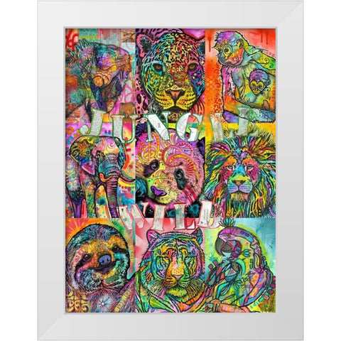 Nine Up of Jungle Wild White Modern Wood Framed Art Print by Dean Russo Collection