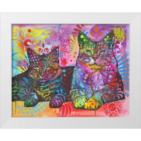 2 Cats White Modern Wood Framed Art Print by Dean Russo Collection