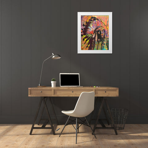 Native American III White Modern Wood Framed Art Print by Dean Russo Collection