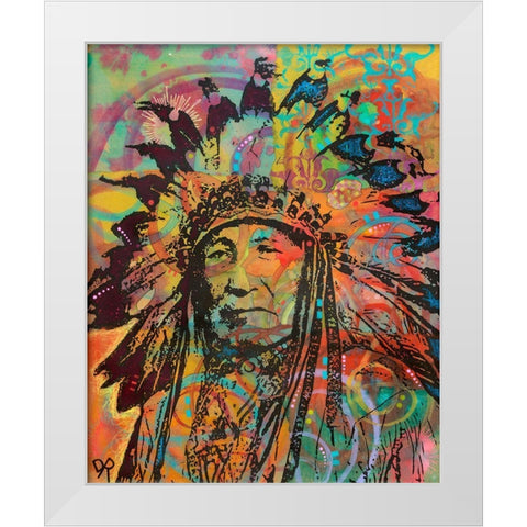 Native American V White Modern Wood Framed Art Print by Dean Russo Collection