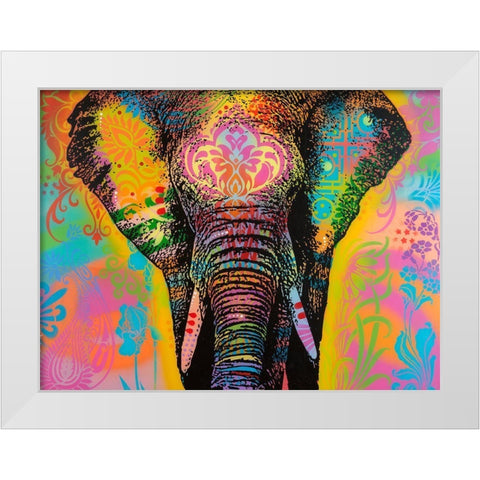 Eleph White Modern Wood Framed Art Print by Dean Russo Collection