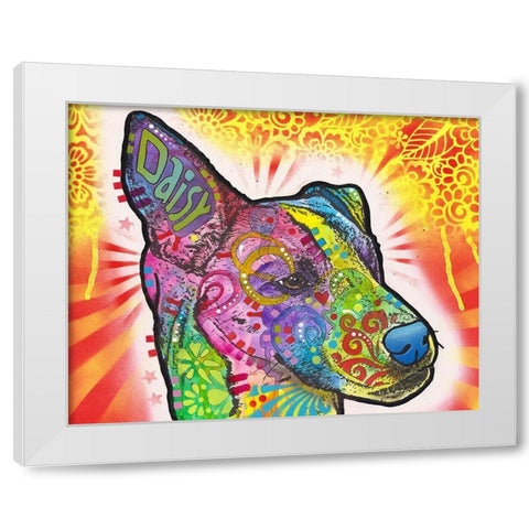 Daisy White Modern Wood Framed Art Print by Dean Russo Collection