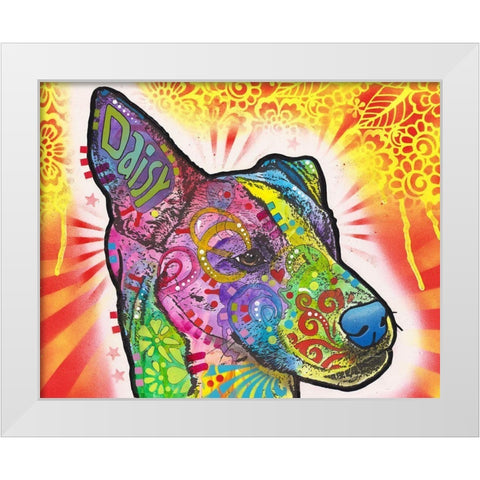 Daisy White Modern Wood Framed Art Print by Dean Russo Collection