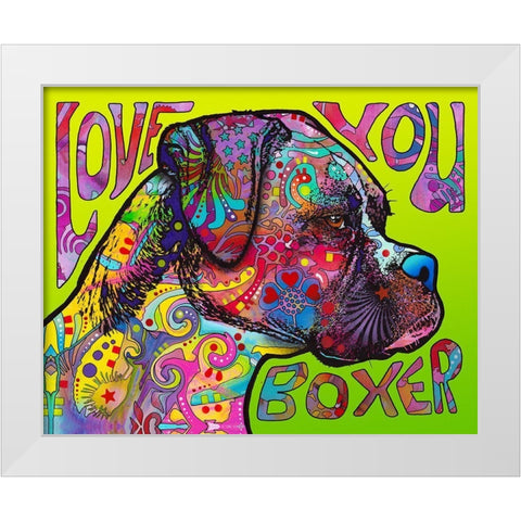 Love You Boxer White Modern Wood Framed Art Print by Dean Russo Collection