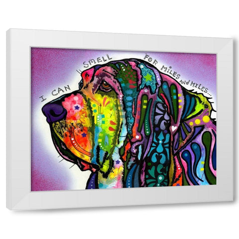 I Can Smell (Bloodhound) White Modern Wood Framed Art Print by Dean Russo Collection