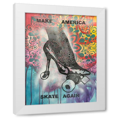 Make America Skate Again White Modern Wood Framed Art Print by Dean Russo Collection