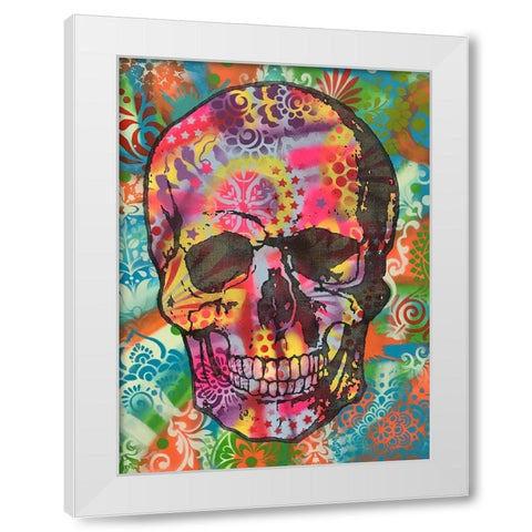 Skull 1UP White Modern Wood Framed Art Print by Dean Russo Collection