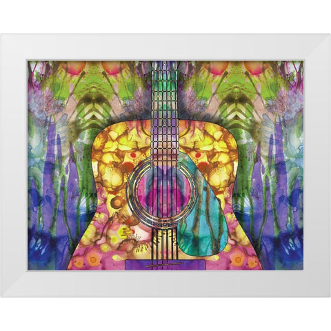 Guitar 2 White Modern Wood Framed Art Print by Dean Russo Collection