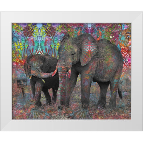 No Hunting White Modern Wood Framed Art Print by Dean Russo Collection