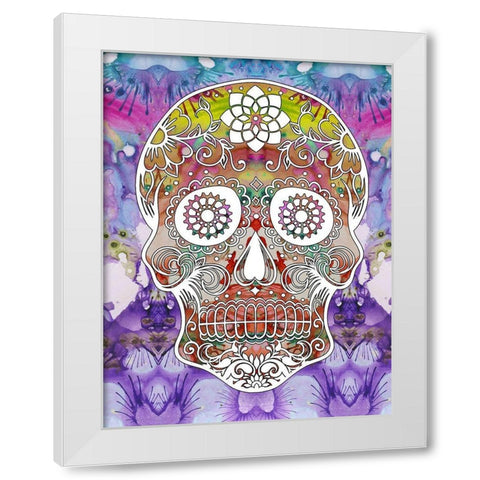 Sugar Skull White Modern Wood Framed Art Print by Dean Russo Collection