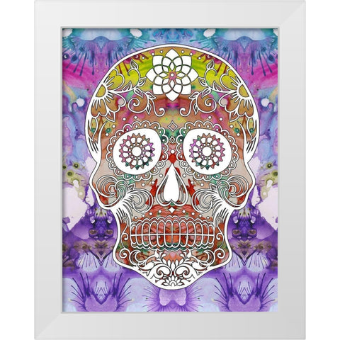 Sugar Skull White Modern Wood Framed Art Print by Dean Russo Collection
