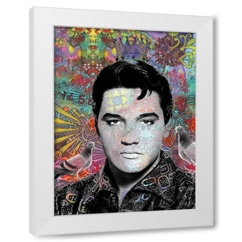King Elvis White Modern Wood Framed Art Print by Dean Russo Collection