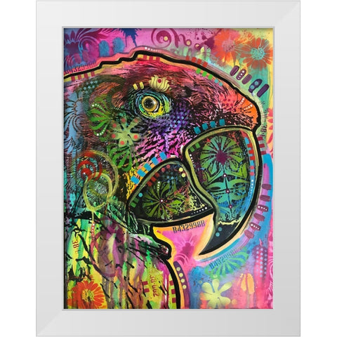 Close Up Parrot White Modern Wood Framed Art Print by Dean Russo Collection