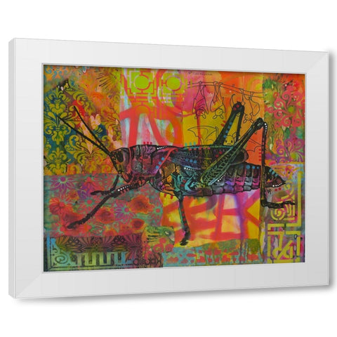 Grasshopper White Modern Wood Framed Art Print by Dean Russo Collection