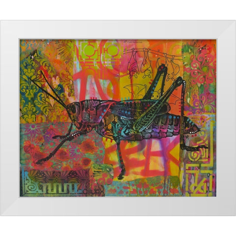 Grasshopper White Modern Wood Framed Art Print by Dean Russo Collection