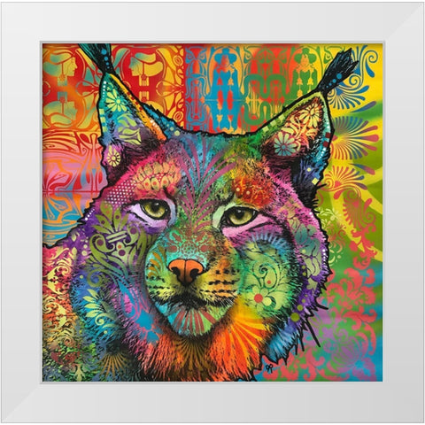 The Lynx White Modern Wood Framed Art Print by Dean Russo Collection