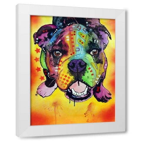 Baby Bulldog White Modern Wood Framed Art Print by Dean Russo Collection