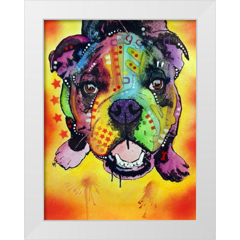 Baby Bulldog White Modern Wood Framed Art Print by Dean Russo Collection