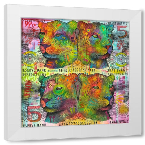 Big Cat Reflect 5 White Modern Wood Framed Art Print by Dean Russo Collection