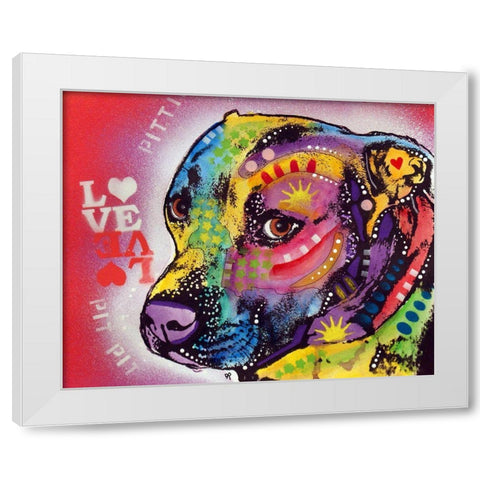 Gratitude Pit Bull Pittie Love  White Modern Wood Framed Art Print by Dean Russo Collection