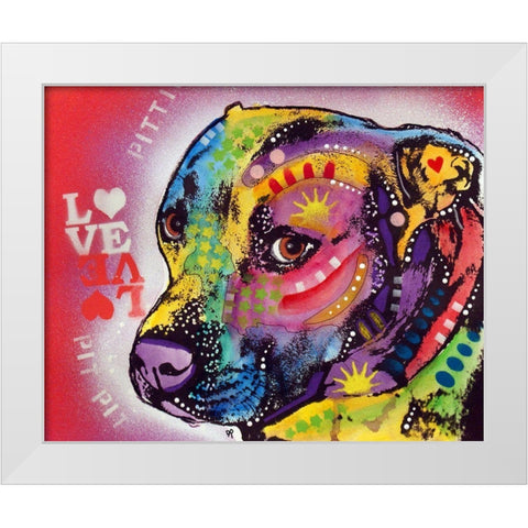 Gratitude Pit Bull Pittie Love  White Modern Wood Framed Art Print by Dean Russo Collection