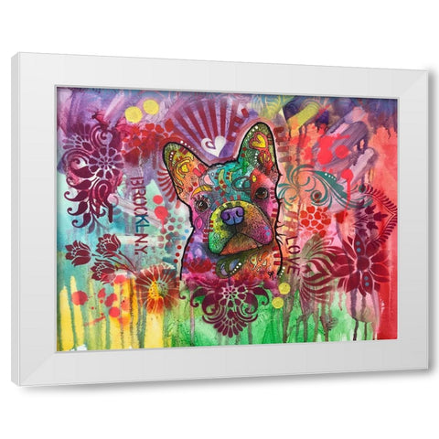 Frenchie Jacket White Modern Wood Framed Art Print by Dean Russo Collection
