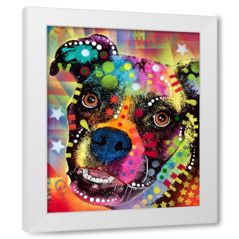 Boxer Cubism 2 White Modern Wood Framed Art Print by Dean Russo Collection