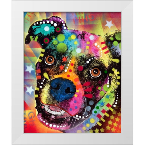 Boxer Cubism 2 White Modern Wood Framed Art Print by Dean Russo Collection