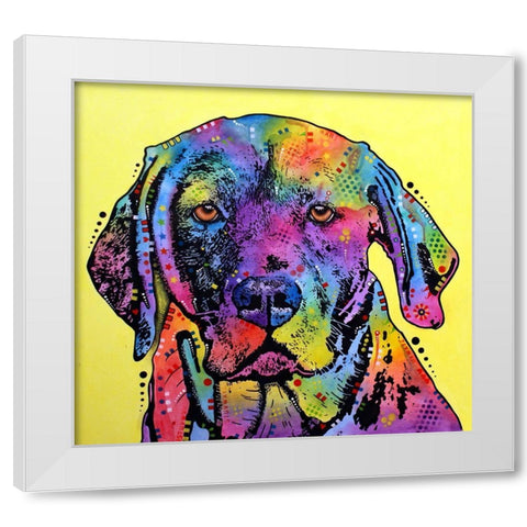 Fixate Labrador White Modern Wood Framed Art Print by Dean Russo Collection