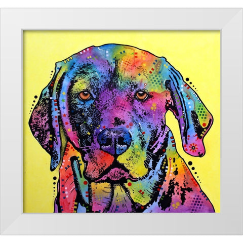 Fixate Labrador White Modern Wood Framed Art Print by Dean Russo Collection