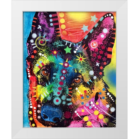 Shep White Modern Wood Framed Art Print by Dean Russo Collection