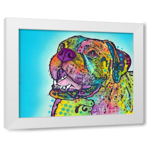 Smiling Boxer White Modern Wood Framed Art Print by Dean Russo Collection