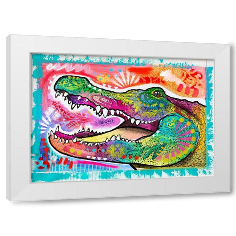 Alligator 3 White Modern Wood Framed Art Print by Dean Russo Collection
