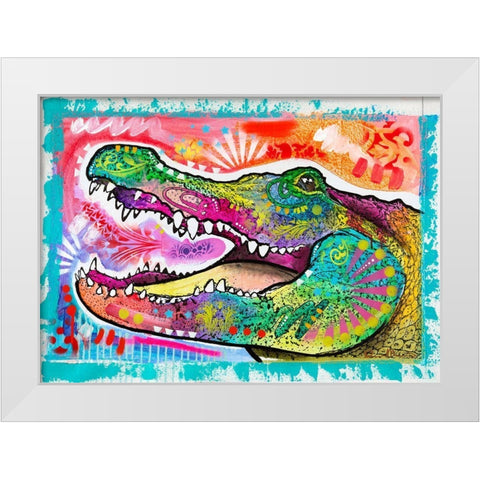 Alligator 3 White Modern Wood Framed Art Print by Dean Russo Collection