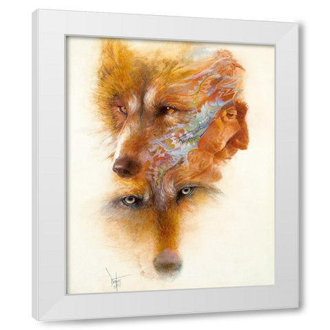 Grandfather Wolf White Modern Wood Framed Art Print by Lund, Denton