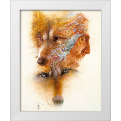 Grandfather Wolf White Modern Wood Framed Art Print by Lund, Denton