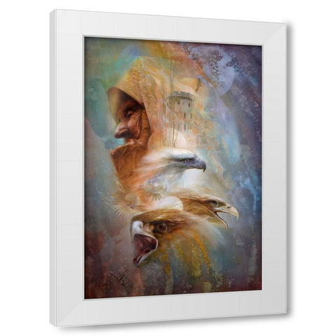 A Conjuring Of Eagles White Modern Wood Framed Art Print by Lund, Denton