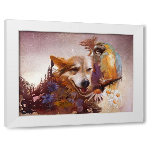 Friends White Modern Wood Framed Art Print by Lund, Denton